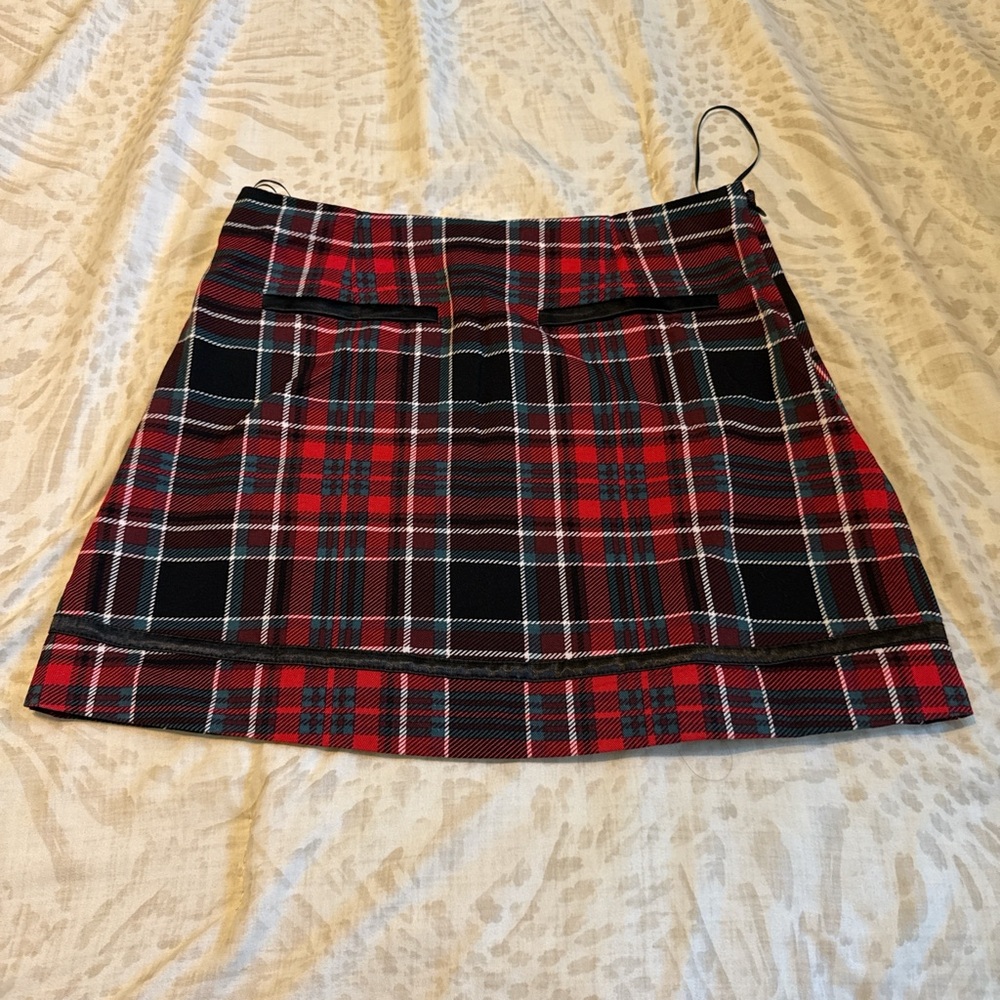 Francesca's Collections Red and Black Checkered Mini Skirt